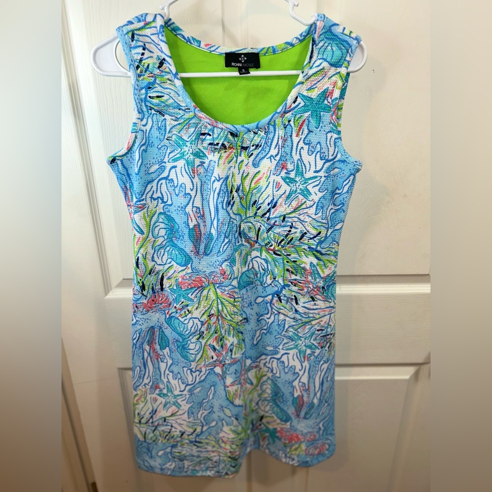 Ronni Nicole Blue and Green Sleeveless Dress - Picture 5 of 7